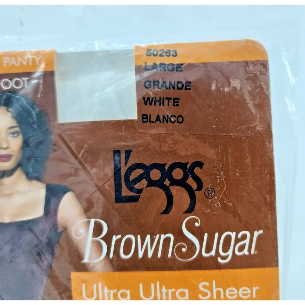 L'eggs Brown Sugar Ultra Ultra Sheer Sandalfoot Pantyhose 50263 White Size Large